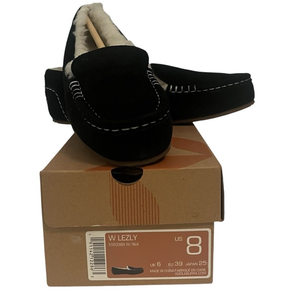 Koolaburra by UGG Lezly Black Suede Womens Faux Fur Moccasin Slippers Size 8 - Picture 1 of 3